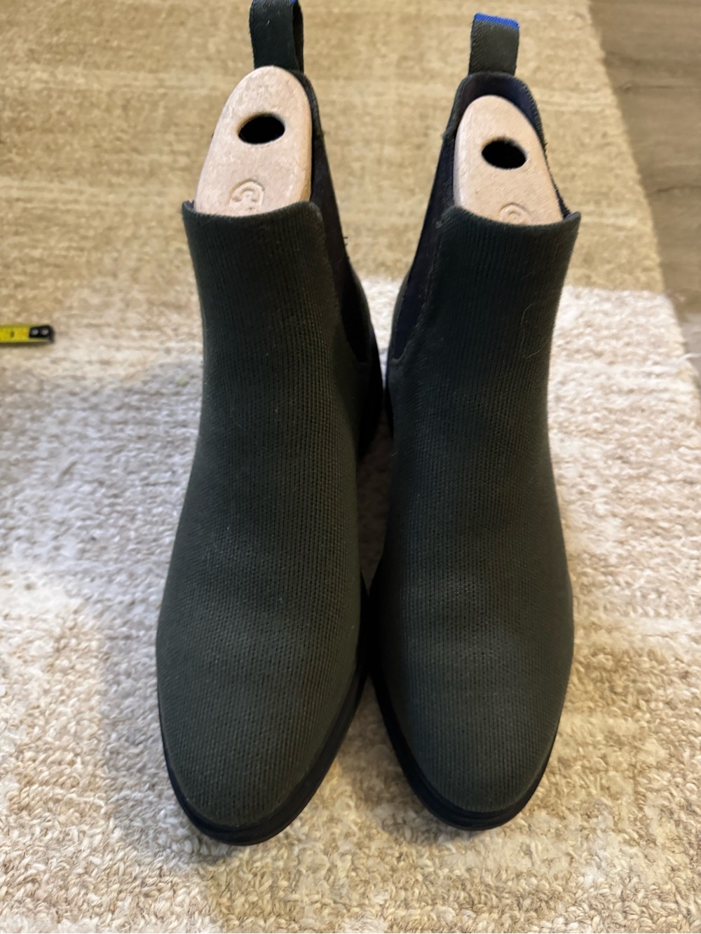 Rothy’s Women's Lug Boot Chelsea Ankle Boots in Dark Green merino wool